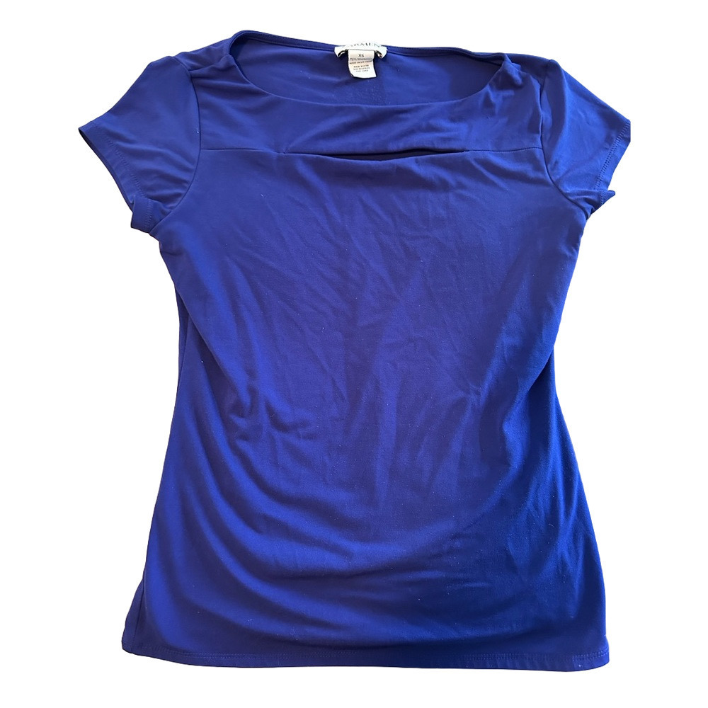 CARMEN MARC VALVO BLUE SHORT SLEEVE CUT OUT TOP